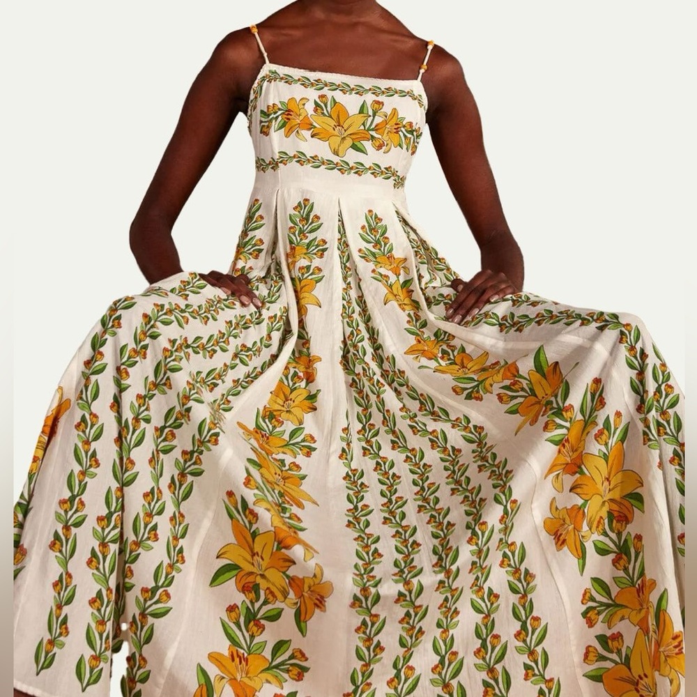 NWT FARM RIO Off-White Tropical Lightness Sleeveless Maxi Dress